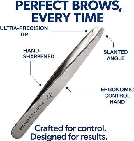 Professional Ultra Precision Slant Eyebrow Tweezers Gray