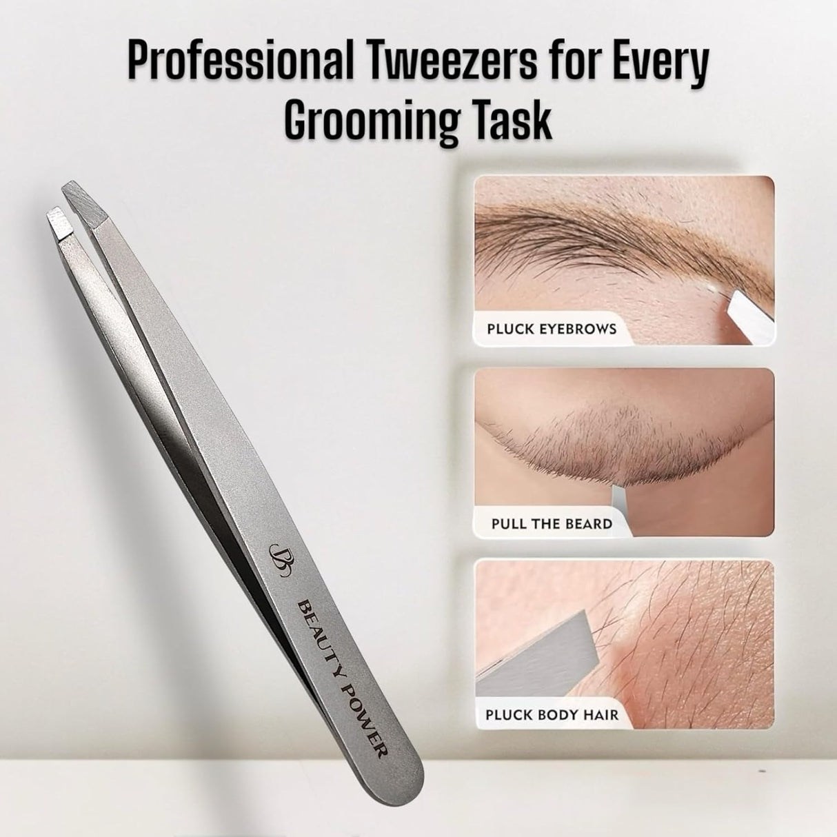 Professional Ultra Precision Slant Eyebrow Tweezers Gray