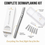Beauty Power Eyebrow Razor with 6 Blades and Travel Case - Silver
