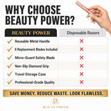 Beauty Power Eyebrow Razor with 6 Blades and Travel Case - Rose Gold