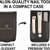 Beauty Power Nail Clippers Set 3-in-1 - Fingernail, Toenail & Glass File, Black