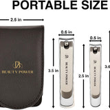 Beauty Power Nail Clippers Set 3-in-1 - Fingernail, Toenail & Glass File, Black