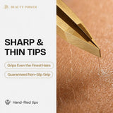 Beauty Power Precision Slant Eyebrow Tweezers - Stainless Steel - Gold