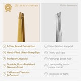 Beauty Power Precision Slant Eyebrow Tweezers - Stainless Steel - Gold