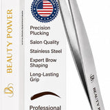 Beauty Power Precision Slant Eyebrow Tweezers - Stainless Steel - Gray