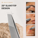 Beauty Power Precision Slant Eyebrow Tweezers - Stainless Steel - Gray