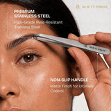 Beauty Power Precision Slant Eyebrow Tweezers - Stainless Steel - Gray