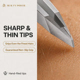 Beauty Power Precision Slant Eyebrow Tweezers - Stainless Steel - Gray