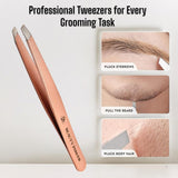 Beauty Power Precision Slant Eyebrow Tweezers - Stainless Steel - Rose Gold