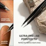 Beauty Power Ultra Precision Point Eyebrow Tweezers - Stainless Steel - Black