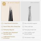 Beauty Power Ultra Precision Point Eyebrow Tweezers - Stainless Steel - Black
