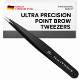 Beauty Power Ultra Precision Point Eyebrow Tweezers - Stainless Steel - Black