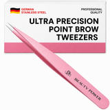 Beauty Power Ultra Precision Point Eyebrow Tweezers - Stainless Steel - Pink