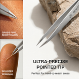 Beauty Power Ultra Precision Point Eyebrow Tweezers - Stainless Steel - Gray