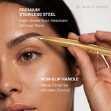 Beauty Power Ultra Precision Point Eyebrow Tweezers - Stainless Steel - Gold