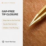 Beauty Power Ultra Precision Point Eyebrow Tweezers - Stainless Steel - Gold