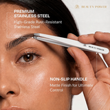 Beauty Power Precision Slant Eyebrow Tweezers - Stainless Steel - White