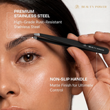 Beauty Power Precision Slant Eyebrow Tweezers - Stainless Steel - Black