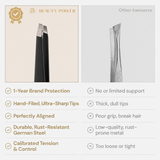 Beauty Power Precision Slant Eyebrow Tweezers - Stainless Steel - Black