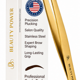 Beauty Power Precision Slant Eyebrow Tweezers - Stainless Steel - Gold