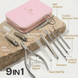 Beauty Power 9-in-1 Manicure and Pedicure Set - Pink PU Leather Case