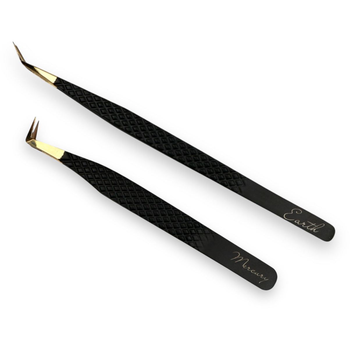 Fiber Tip Eyelash Extensions Tweezers Set of 2 - Mercury + Earth