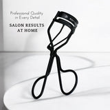 Eyelash Curler with 2 Replacement Pads, Brush for Eyebrows, Sating Travel Bag (Black)