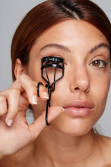 Eyelash Curler with 2 Replacement Pads, Brush for Eyebrows, Sating Travel Bag (Black)