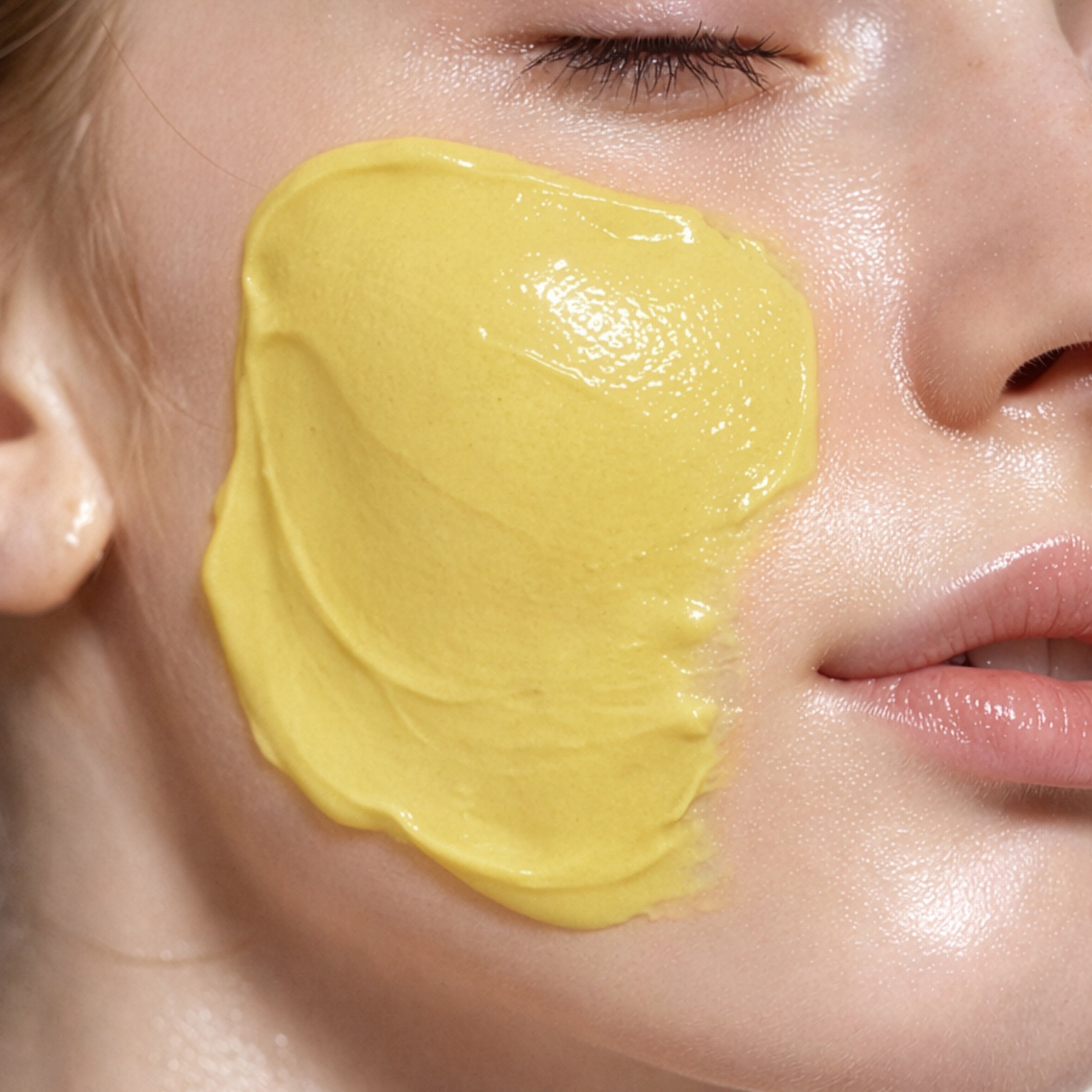Vita White modeling mask applied on face