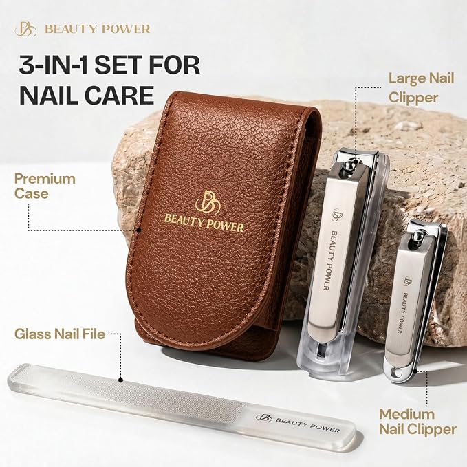 Beauty Power Nail Clippers Set 3-in-1 - Brown - image 2